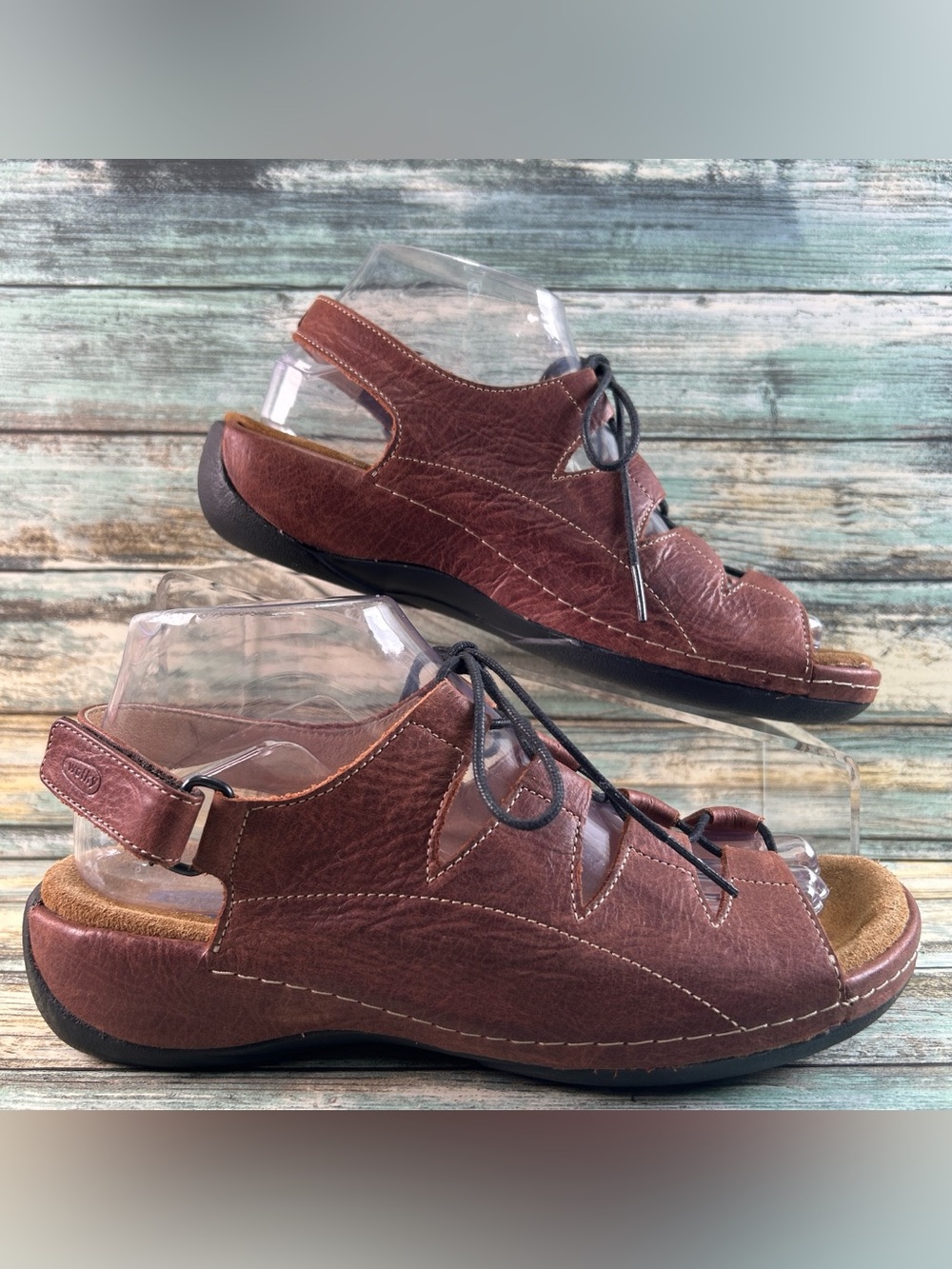 Wolky Kite Slingback Sandals Womens Size 7/38 Brown Leather Lace Up